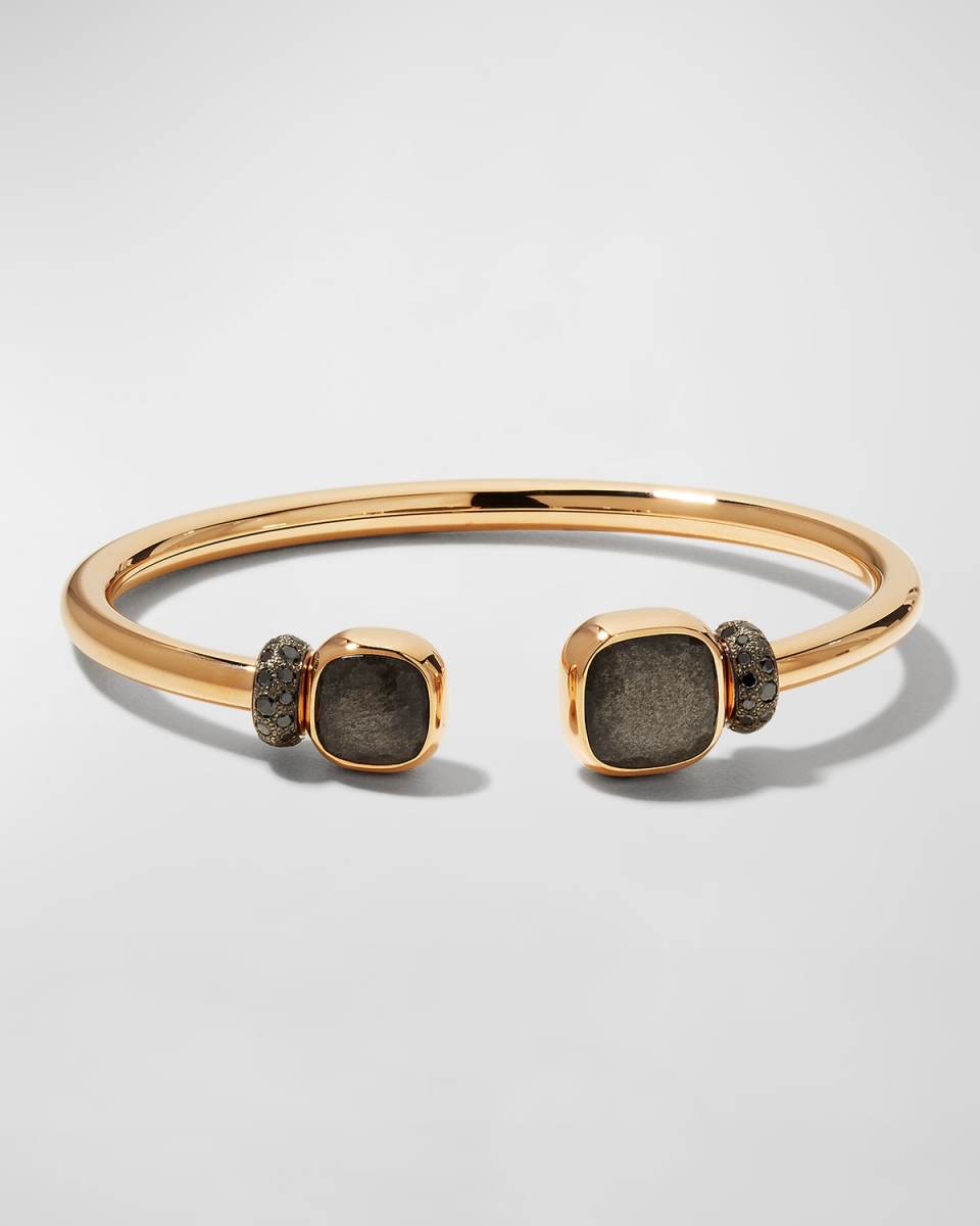 Nudo Classic and Petit Rose Gold Bangle with Obsidian, Size M