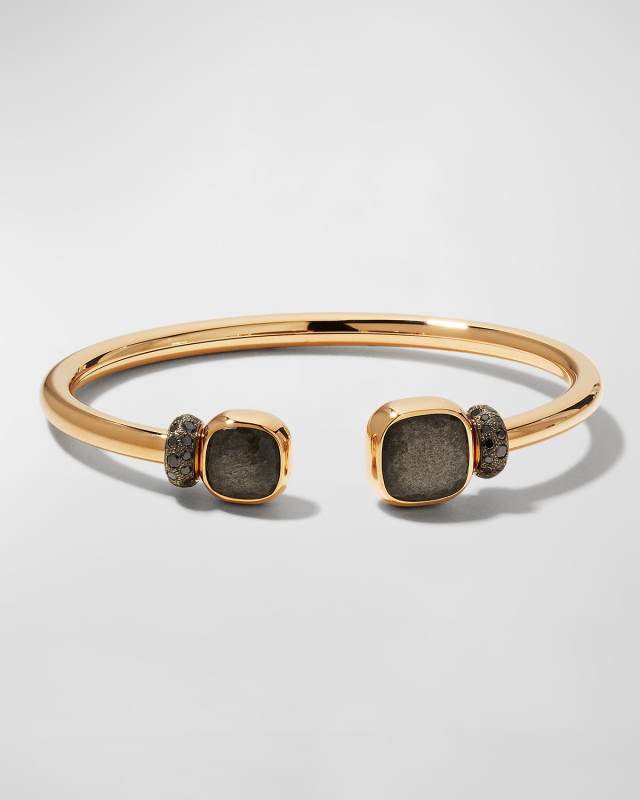 Nudo Classic and Petit Rose Gold Bangle with Obsidian, Size M