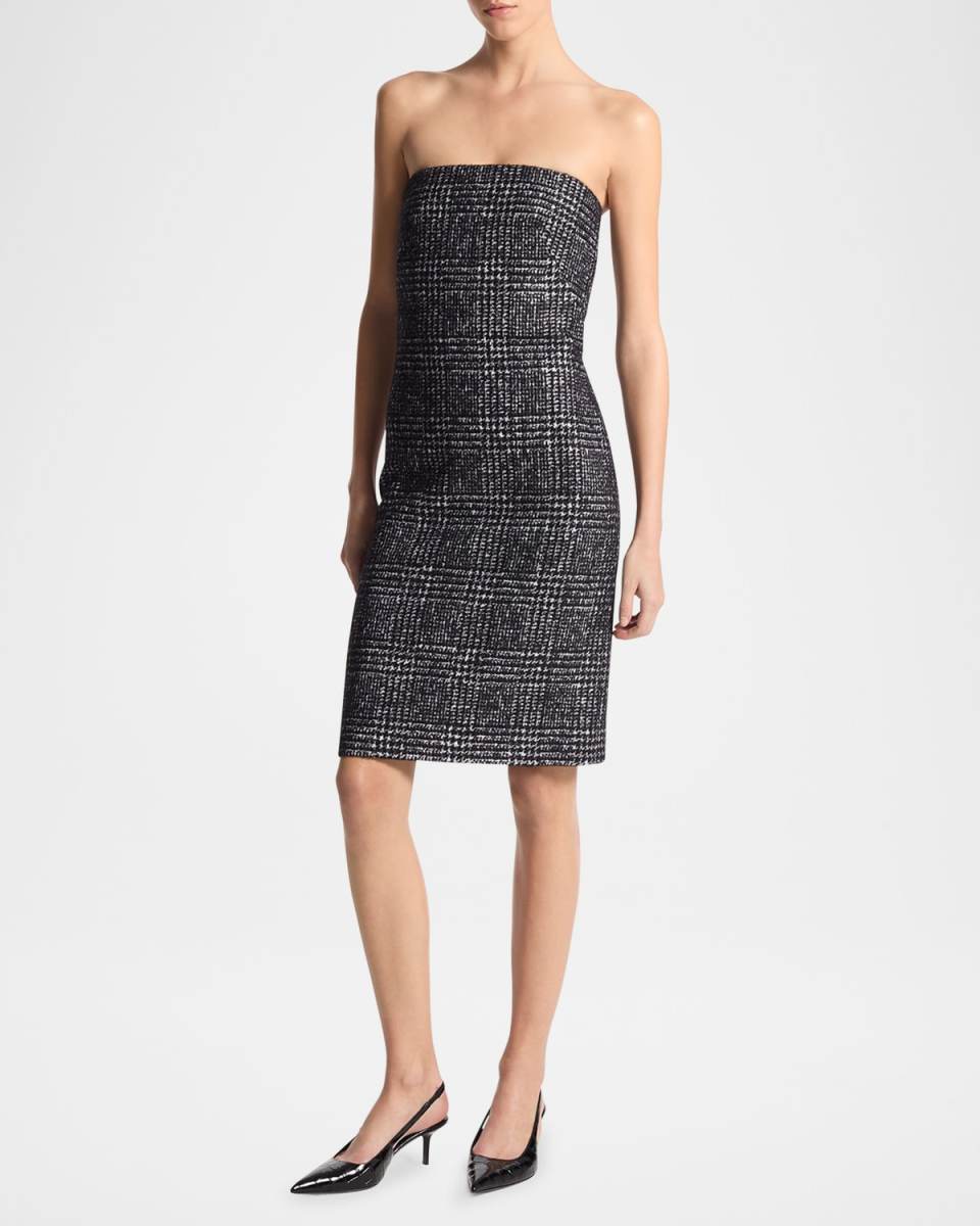 Strapless Houndstooth Sheath Dress