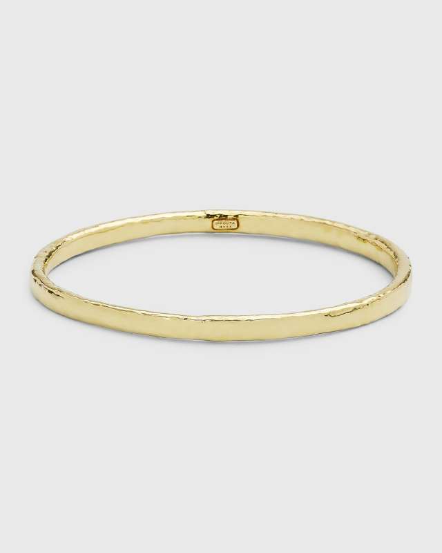Hammered Flat Bangle in 18K Gol