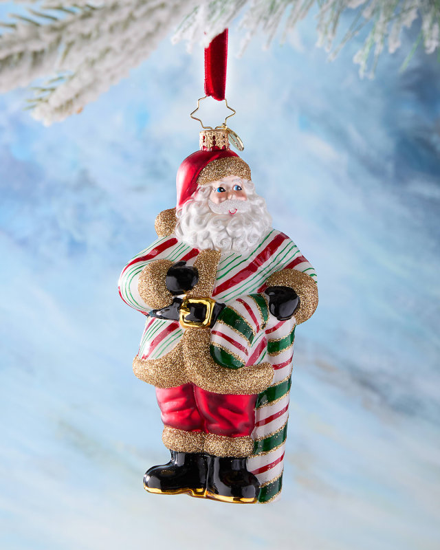 Jolly Old Candy Cane Claus Christmas Ornament