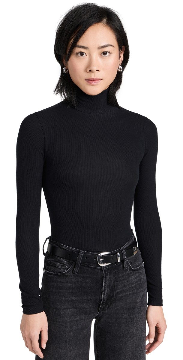 FRAME Rib Turtleneck Noir