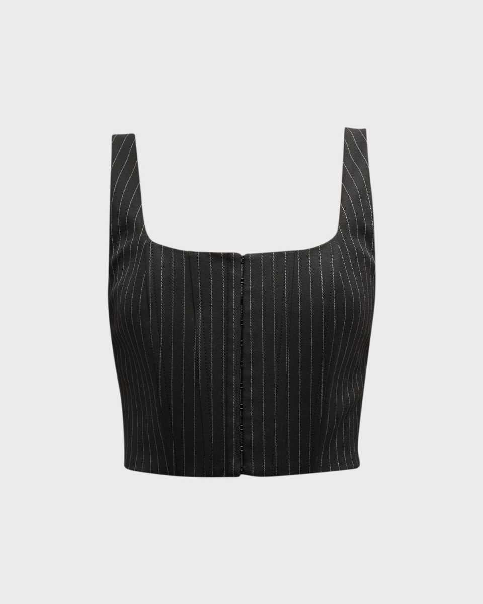 Breslin Pinstripe Boned Corset Top