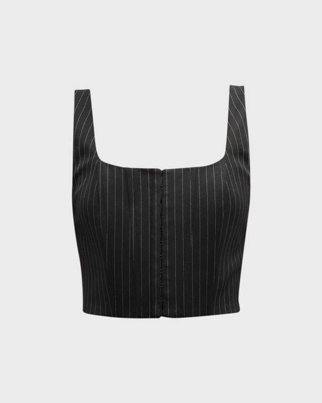 Breslin Pinstripe Boned Corset Top
