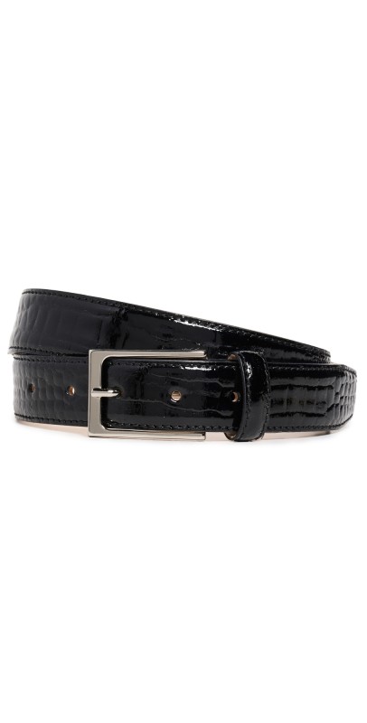 Aureum No. 5 Crocodile Embossed Belt Black