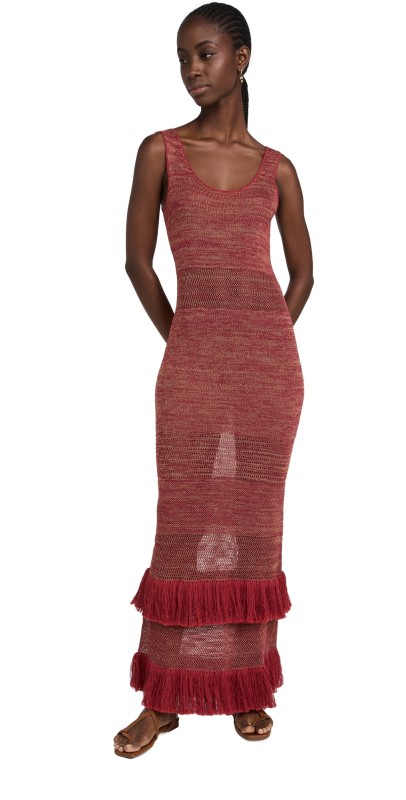 ESCVDO Laguna Maxi Dress Burgundy/Orange