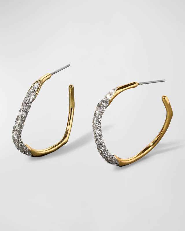 Medium Two-Toned Pave Hoop Earrings