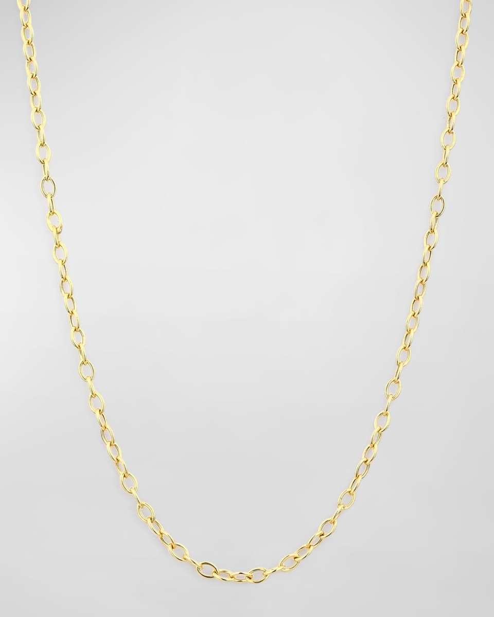 18k Yellow Gold Thin Chain Link Necklace, 30"L