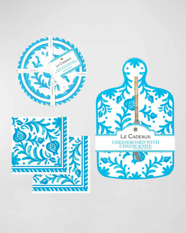Sicily Cheeseboard Set with Knife, Appetizer Plates, and 20-Pack Cocktail Napkins