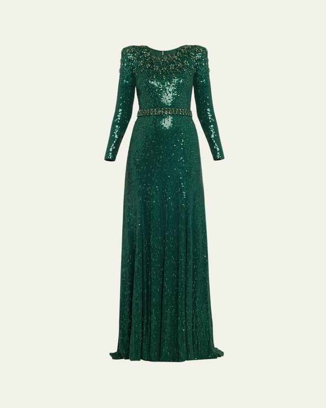 Georgia Sequin Gown with Crystal Embellishments