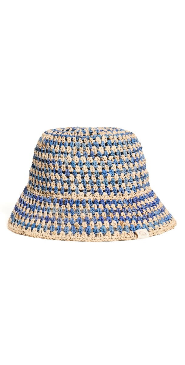 Loeffler Randall Jocelyn Raffia Bucket Hat Natural/Blue