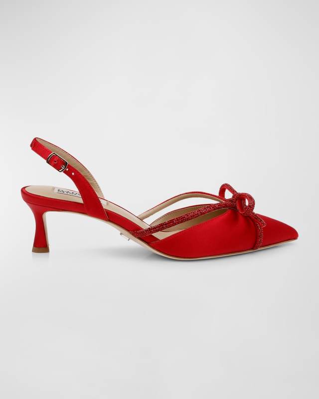 Angelina Silk Shimmer Bow Slingback Pumps