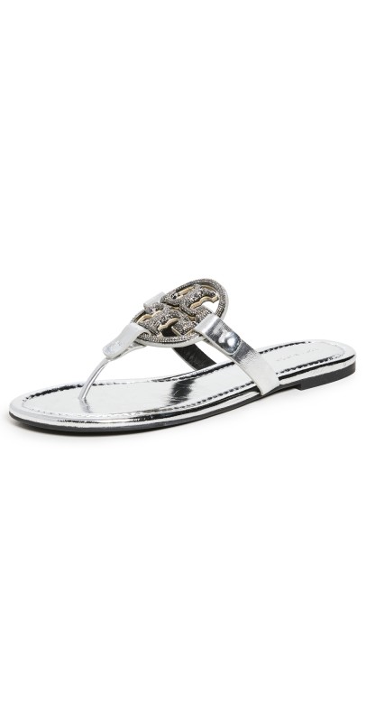Tory Burch Miller Pave Sandals Silver