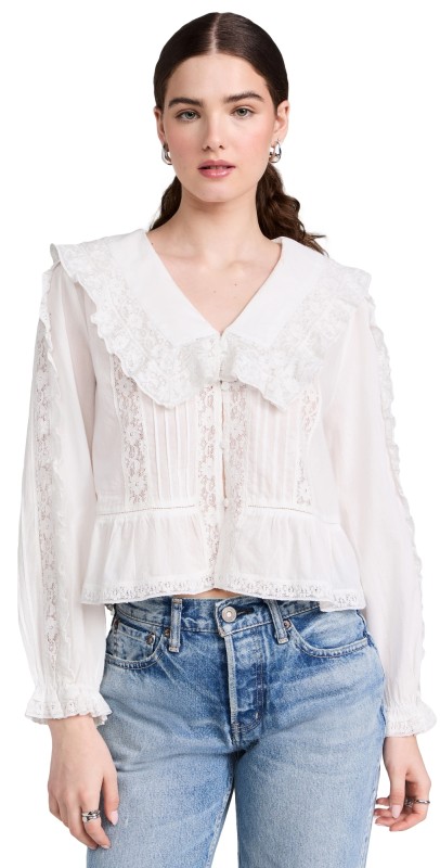 RIXO Maribelle Top Ivory