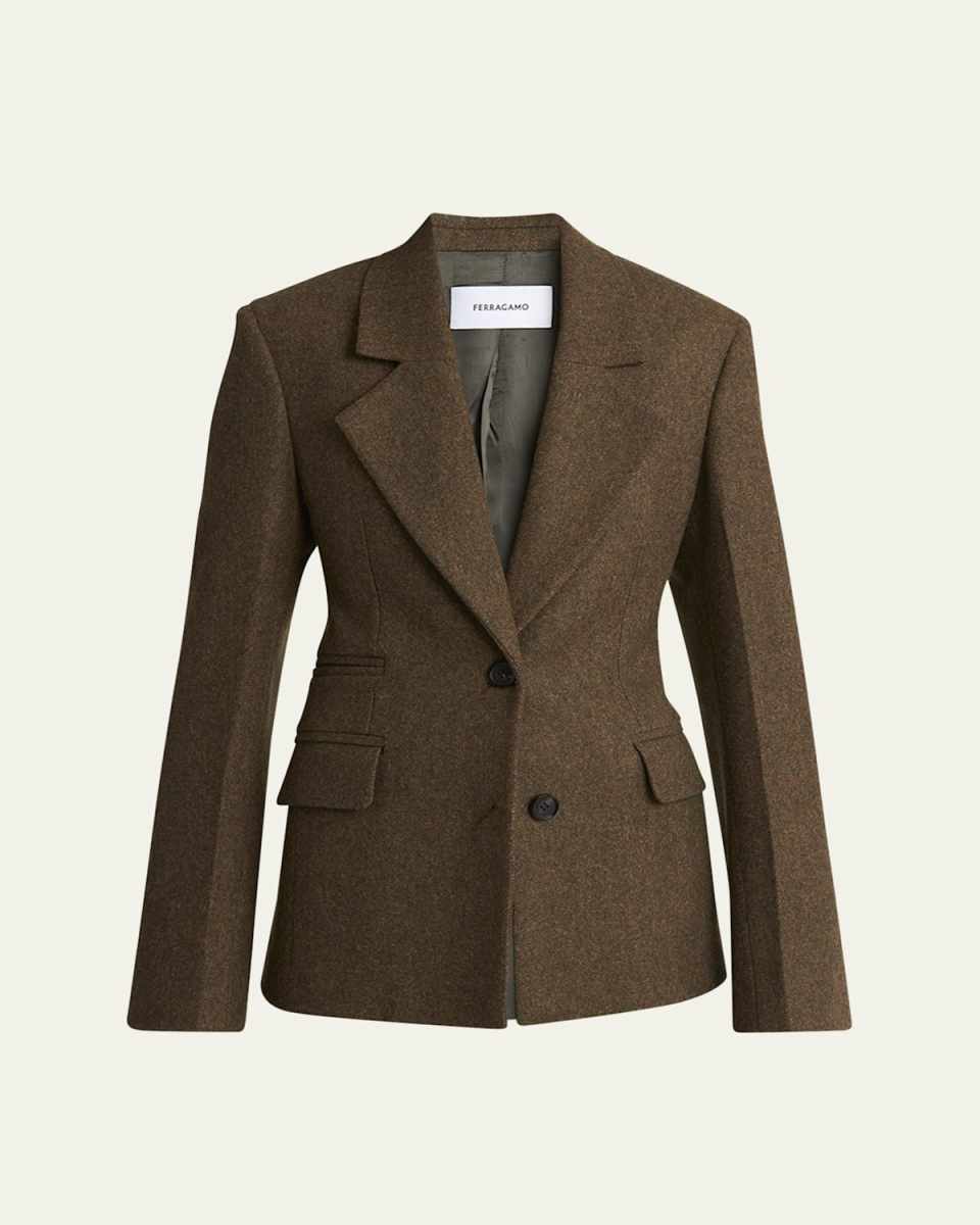Single-Breasted Wool Blazer Jacket