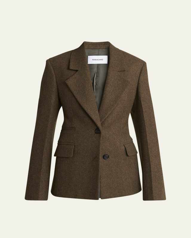 Single-Breasted Wool Blazer Jacket
