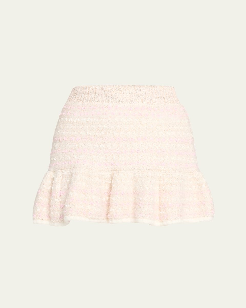 Velman Bouclé Knit Flounce Mini Skirt