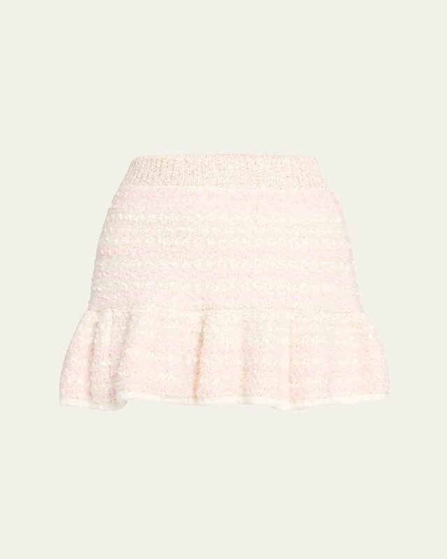 Velman Bouclé Knit Flounce Mini Skirt