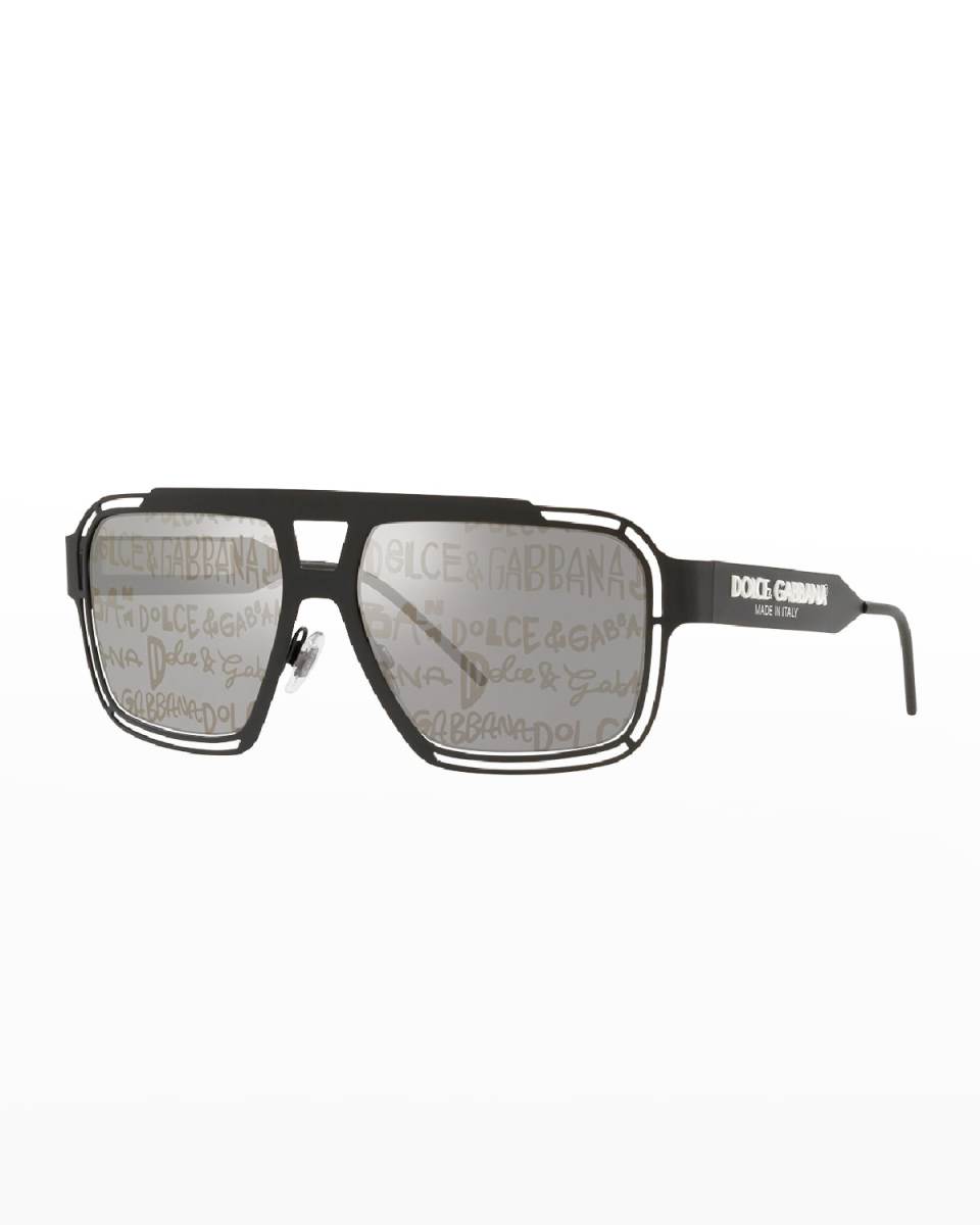 Logo Cutout Square Metal Sunglasses