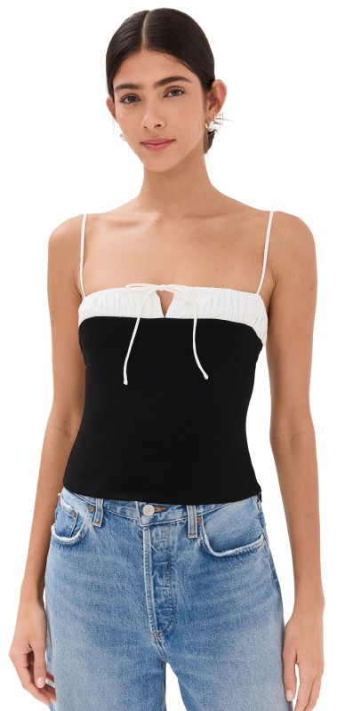 Reformation Sadie Knit Top Black and White