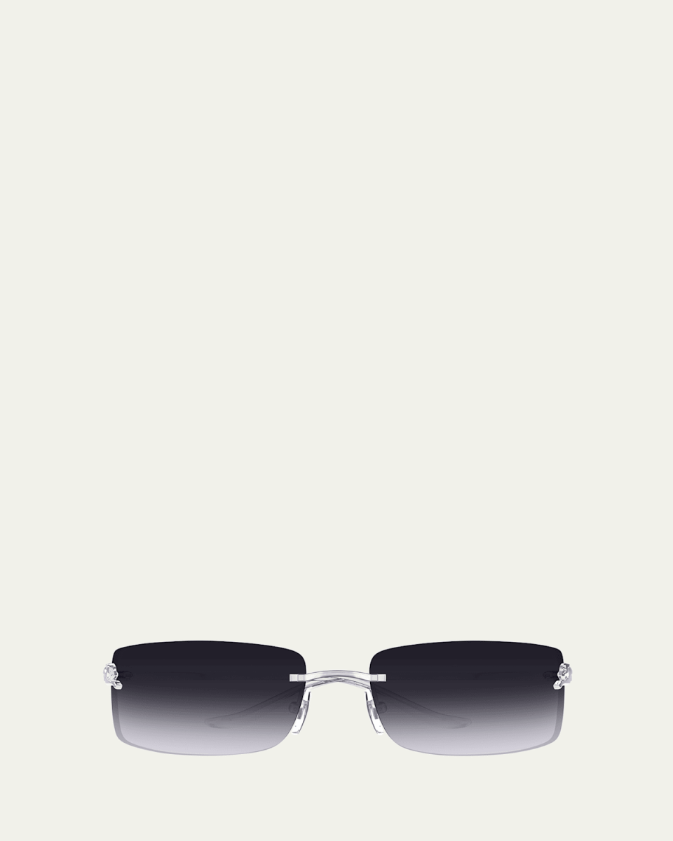 panther rimless rectangle metal sunglasses