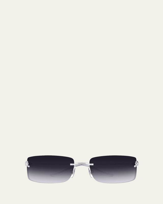 panther rimless rectangle metal sunglasses