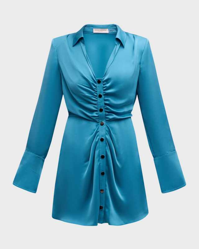 Katelyn Satin Mini Shirtdress