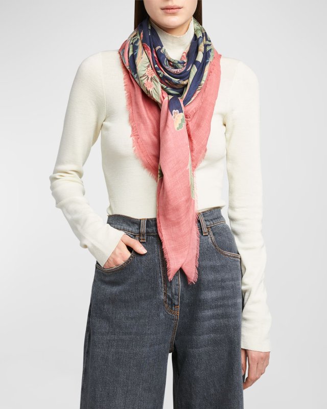 Floral Modal & Cashmere Shawl