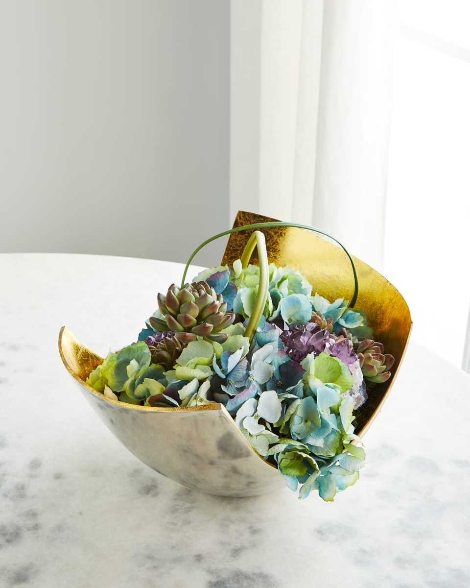 Hydrangea in Silver/Gold Scoop Container