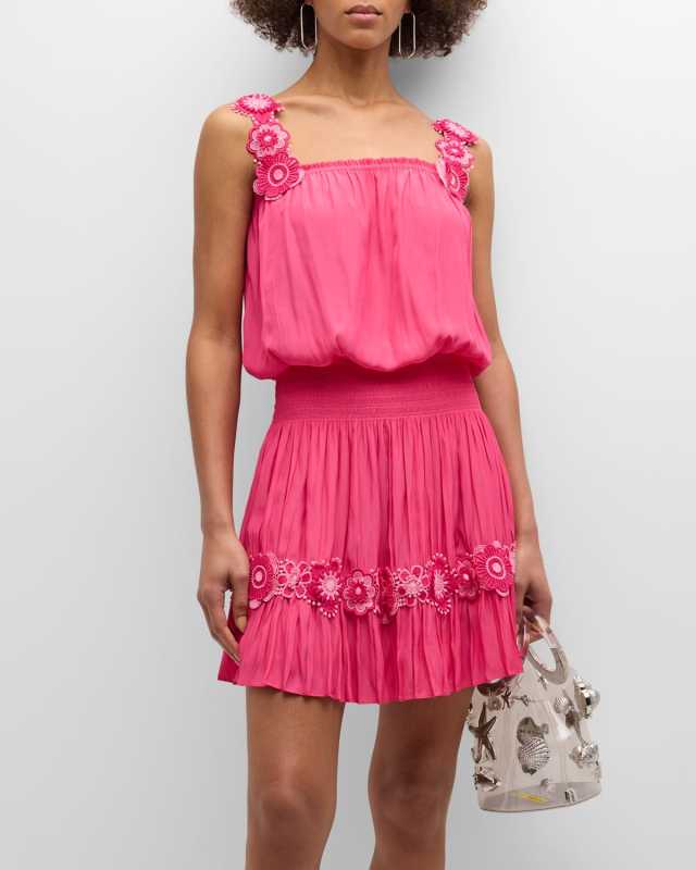 Effie Floral Crochet Blouson Mini Dress