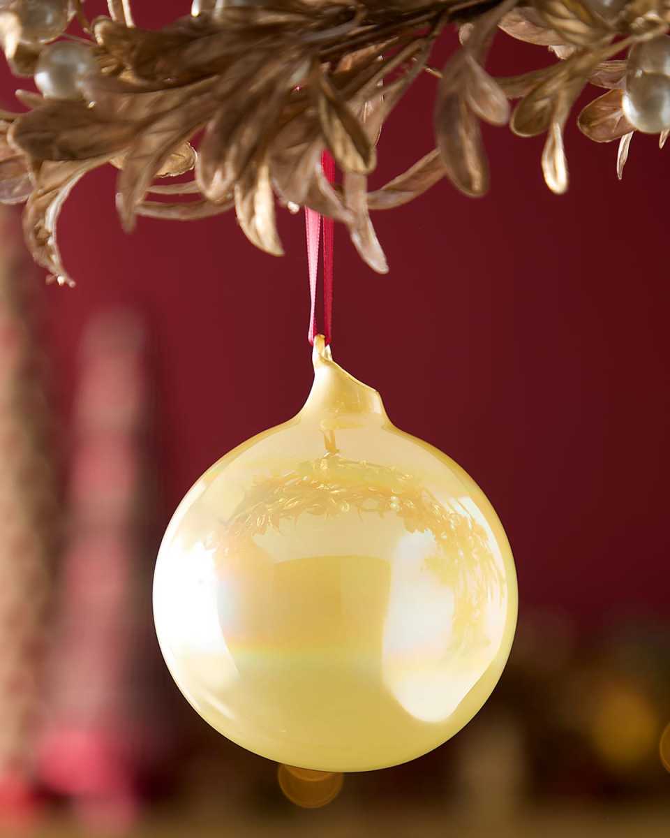 Light Gold Pearl Glass Ball Christmas Ornament
