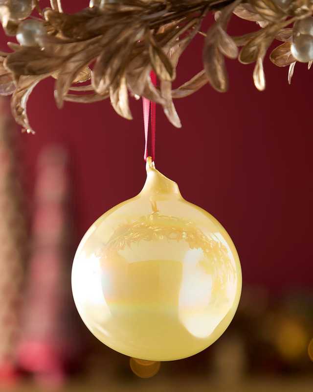 Light Gold Pearl Glass Ball Christmas Ornament