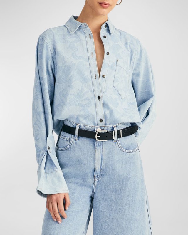 Wesley Laser Floral Denim Shirt