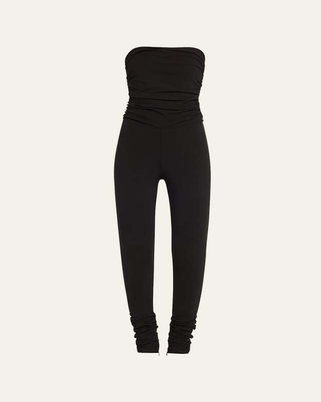 Ruched Knit Strapless Jumpsuit