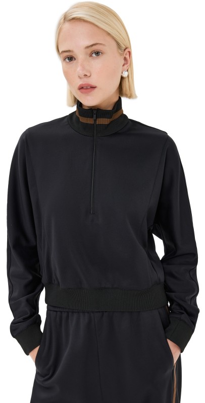 Tibi Active Knit Cropped Sweatshirt Black