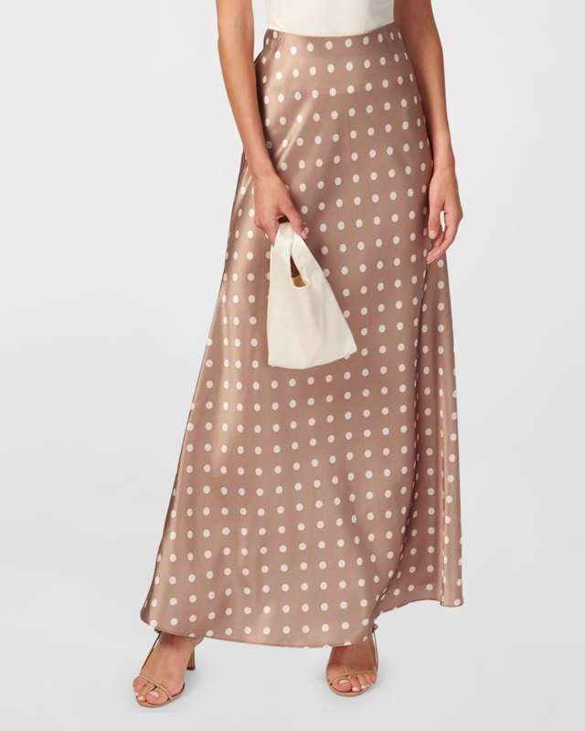Prue Woven Polka-Dot Maxi Skirt