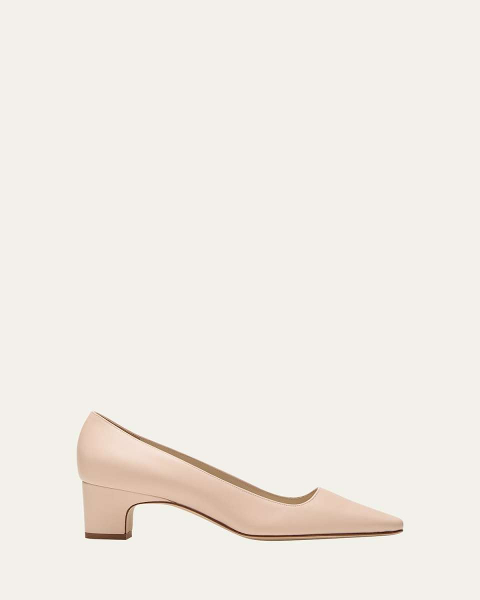 Leather Block-Heel Pumps