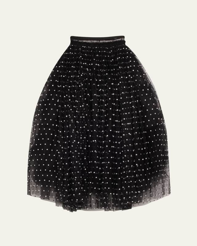 Long Tulle Crystal Skirt