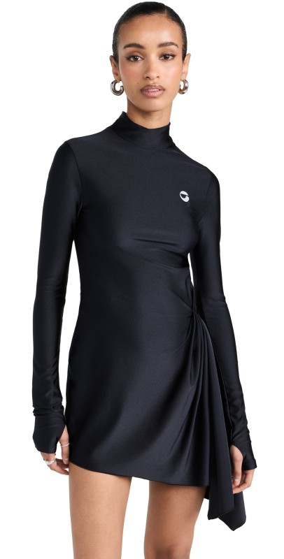 Coperni High Neck Draped Mini Dress Black