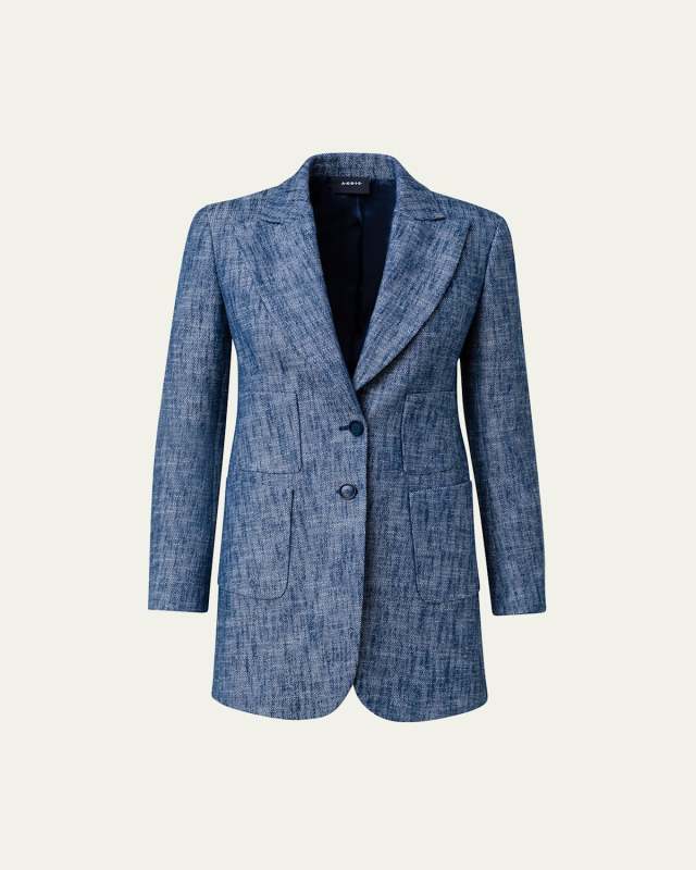 Yarn Dyed Cotton Stretch Diagonal Single-Breasted Long Jacket