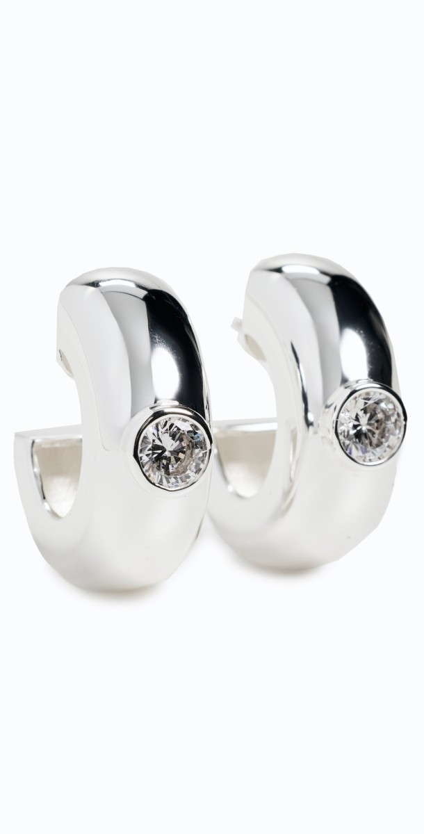 MÉGA Large Donut Earrings Silver