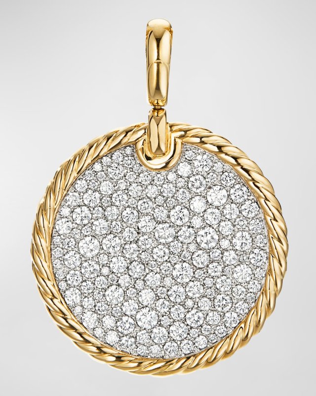 DY Elements Disc Pendant with Diamonds in 18K Gold, 24mm