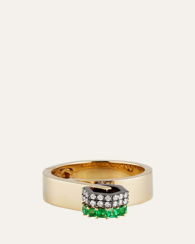 14k Beau Emerald and Diamond Ring