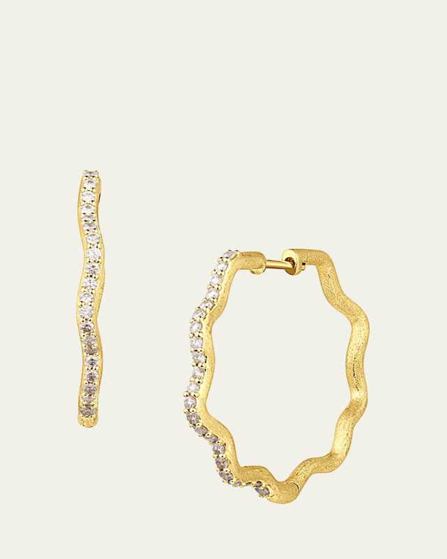 18K Gold So Wavy Stardust Champagne Diamond Earrings