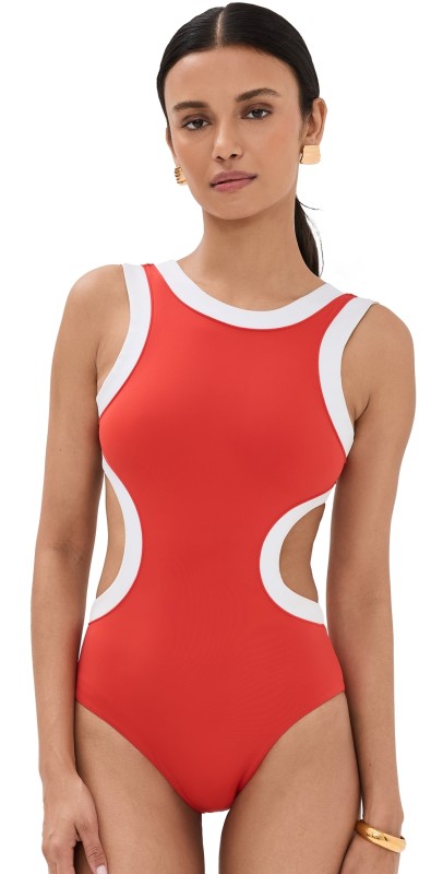 STAUD Dolce One Piece Red/White