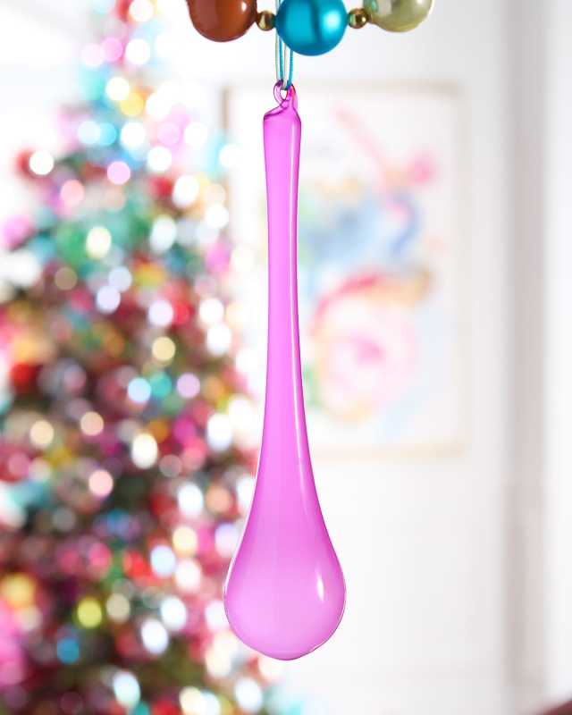 Bubblegum Teardrop Ornament, Fuschia