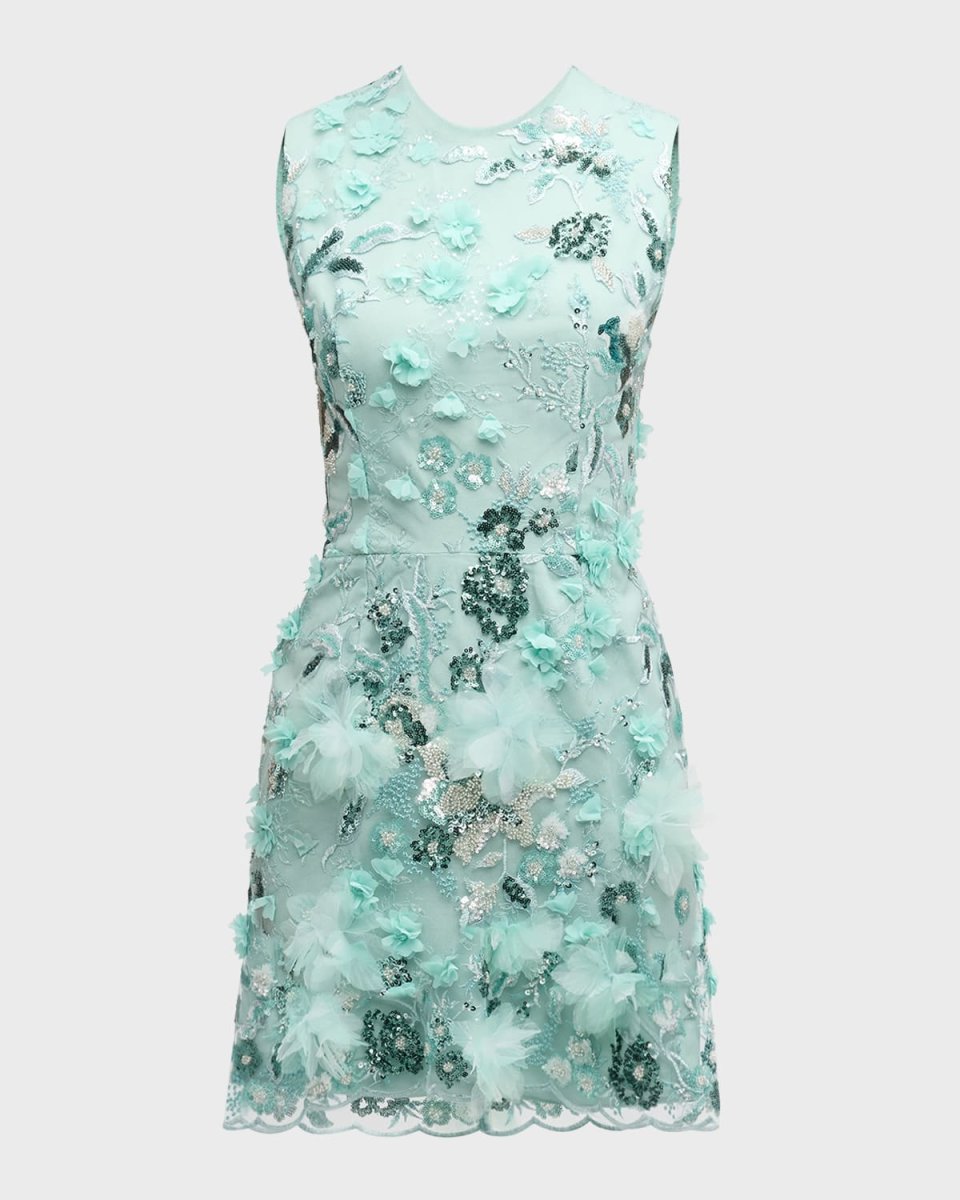 Miranda Sequin Floral Applique Mini Dress