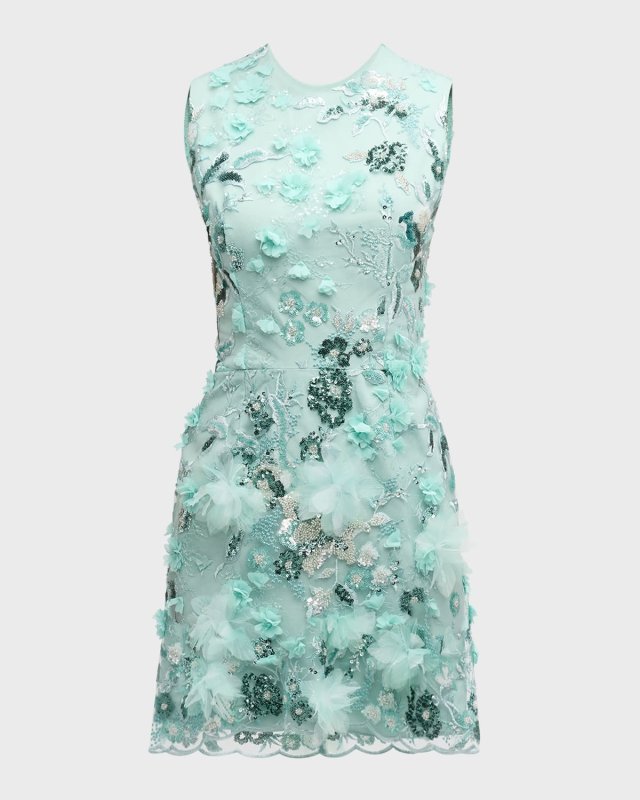 Miranda Sequin Floral Applique Mini Dress