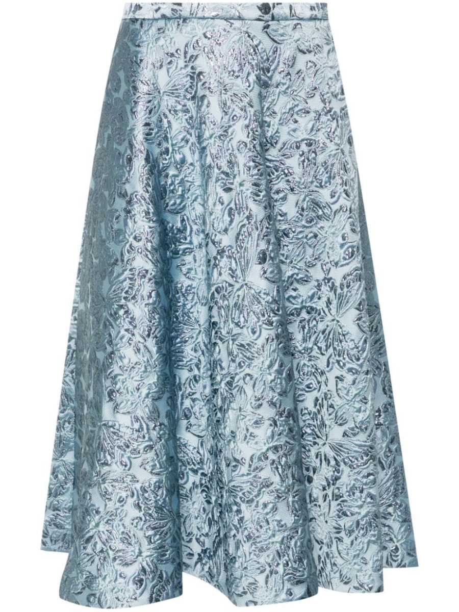 jacquard-pattern midi skirt