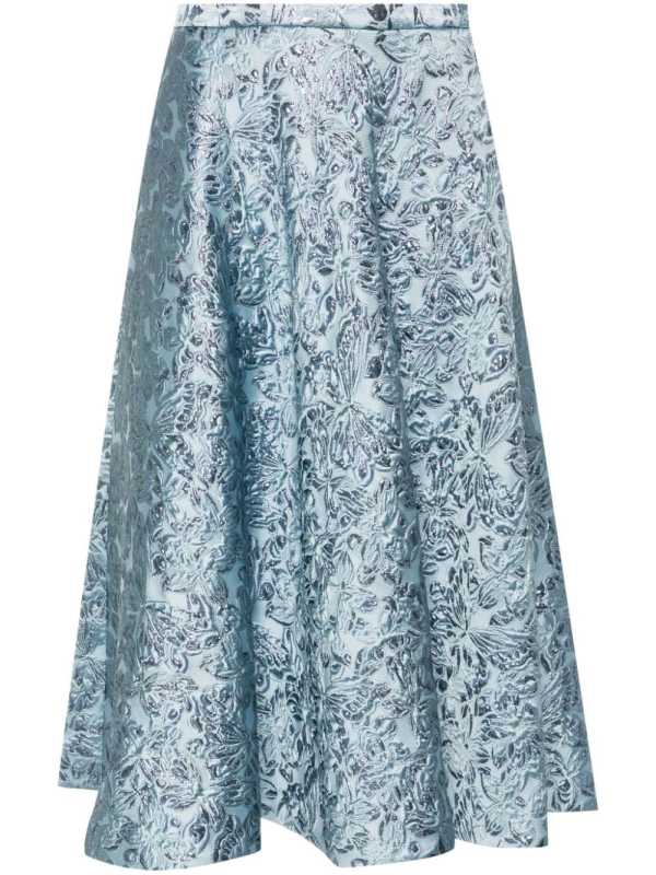 jacquard-pattern midi skirt